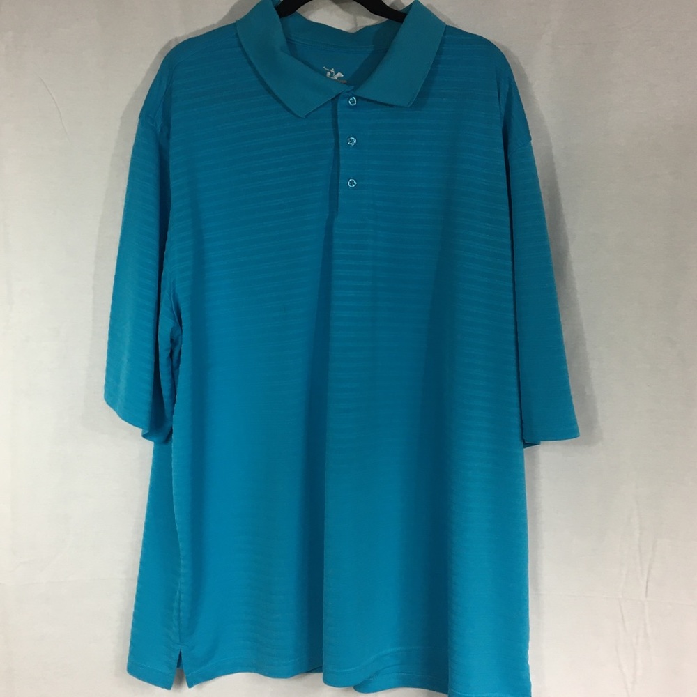 Mens Beverly Hills Polo Club 3XL teal blue raised striped short sleeve t-shirt